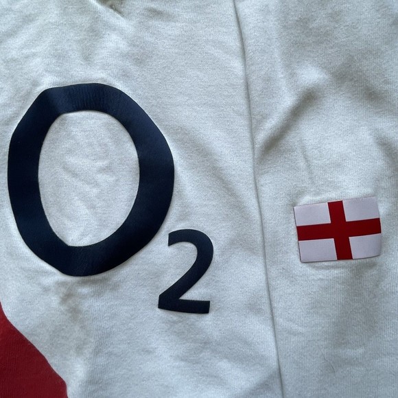 Nike England Rugby Union Polo Shirt Long Sleeve Rose Patch 2000 Y2K Small Men - Picture 4 of 10